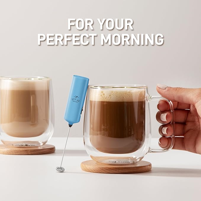 Mini & Mighty Milk Frother Wand – Powerful Handheld Coffee Frother, Battery Operated Drink Mixer – Compact Pocket Size – Detachable Whisk for Latte, Cappuccino, Matcha, Hot Chocolate – Cosmic Blue
