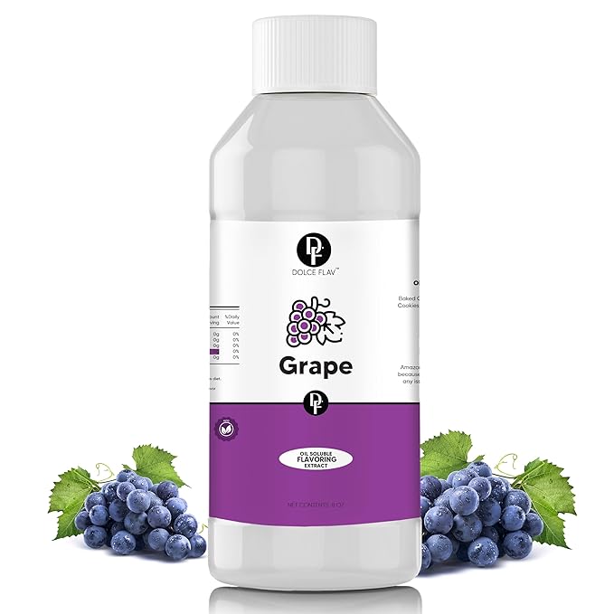 Dolce Flav Grape Extract 8 oz – Kosher, Sugar-Free, Concentrated Fruit Flavor for Candy, Chocolates & Desserts, Includes Measured Dropper