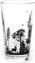 Black Lantern Pint Glass Wild and Nature Forest Animal Beer Glass - 16oz. Drinking Glass