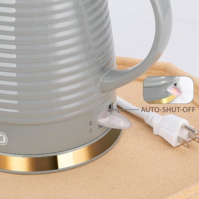 1.2 Liter Ceramic Electric Kettle Pot with Infuser & Mug, 1000W Boil Water Teapot, Fast Boiling, Boil-Dry Protection, Automatic Shut-Off, Rotatable Base