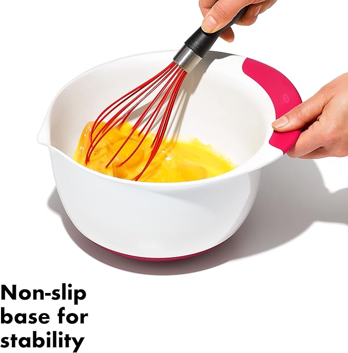 OXO,plastic Good Grips 3-Piece Mixing Bowl Set – Blueberry, Jam & Seltzer Handles,4.7 LITERS, Large