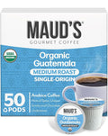 Maud's Organic Guatemalan Coffee Pods, 50 ct, Single Origin Guatemalan Medium Roast Coffee in Recyclable Single Serve Pods – 100% Arabica Beans, Compatible with Keurig K Cups Maker