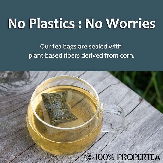 100% Propertea Organic Green Tea Bags, 100 Count Eco-Friendly Tea Bags, Deep Taste, Caffeinated, Rich in Antioxidants, Resealable Pouch
