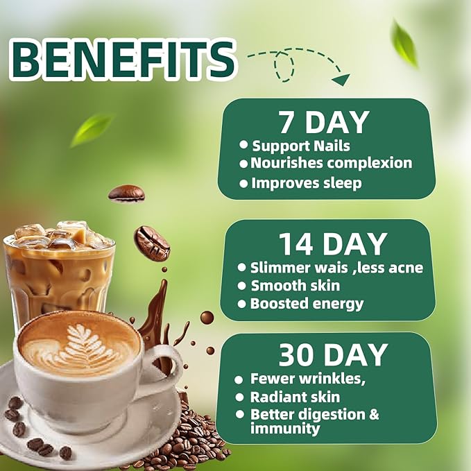 20x Collagen Chia Coffee - 11-in-1 Coffee Shape Mix with Collagen & Chia Seeds, L-Glutathione for Skin, Hair, Joints - Boost Energy and Improve Focus, Vegan Friendly, 45 Servings