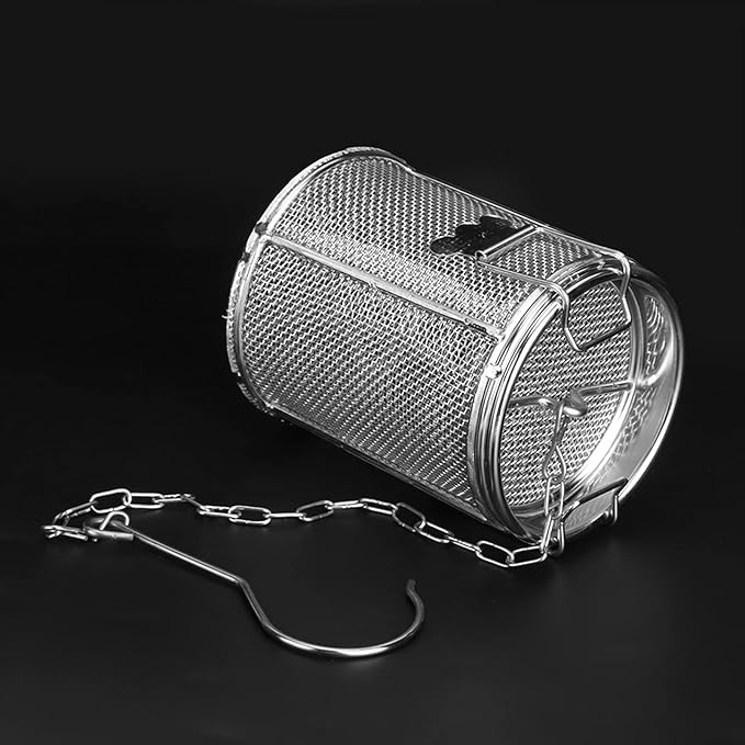 Stainless Steel Tea Ball Strainer, Wire Mesh Tea Strainer, Silver Tea Strainer for Loose Leaf Tea, Spice Filter Soup Infuser for Cooking, Tea Ball Strainer with Chain Hook for Home Kitchen(14 x 10cm)