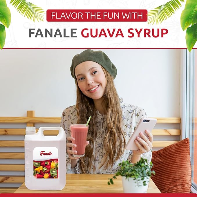Fanale Premium Flavoring Concentrated Syrup for Bubble Tea 11 lb | Guava Flavor Syrup | for Boba Tea, Smoothies, Slushes, Desserts | 11lb | SRP210