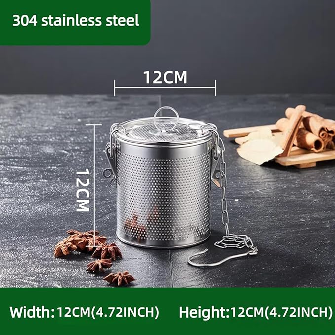 Stainless Steel Tea Ball Strainer Tea Infuser Soup Seasonings Seperation Basket Spice Filter Seasoning Strainer Mesh Filter Extra Fine with Chain Hook-1.36L(12CM*12CM)