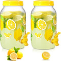 Havawish 2 Pcs 1 Gallon Plastic Beverage Dispenser with Spigot Clear Summer Kitchen Fridge Drink Dispenser for Parties Lemonade Juice Tea Beer Cold Water(Yellow,Circular Column)