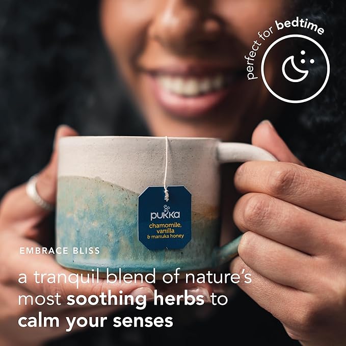 Pukka Calming Chamomile, Vanilla & Manuka Honey Organic Herbal Tea, Soothing Organic Tea Infusion Selection, Honey & Fennel Blend, Caffeine Free, 80 Total Bags (20ct - Pack of 4)