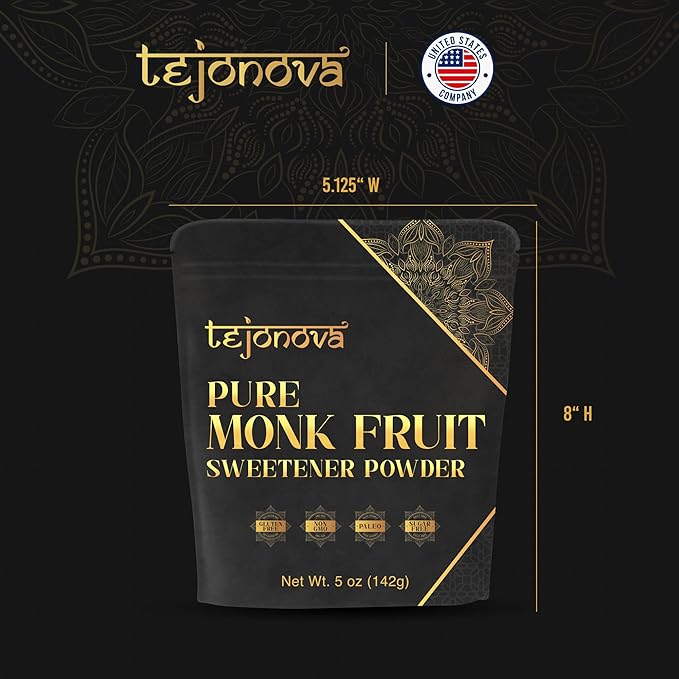 tejonova Monk Fruit Sweetener, 5 oz, Monk Fruit Extract Powder, Monkfruit Sweetener Pure Flavor, Monk Fruit Sweetener No Erythritol, Ideal Monkfruit Sweetner and Keto Sugar Substitute, 460 Servings