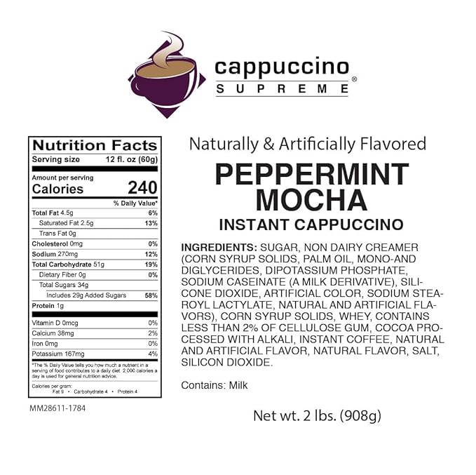Cappuccino Supreme Peppermint Mocha Instant Cappuccino Mix 6 x 2 lbs