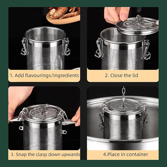 Stainless Steel Tea Ball Strainer Tea Infuser Soup Seasonings Seperation Basket Spice Filter Seasoning Strainer Mesh Filter Extra Fine with Chain Hook-0.86L (10CM*11CM)