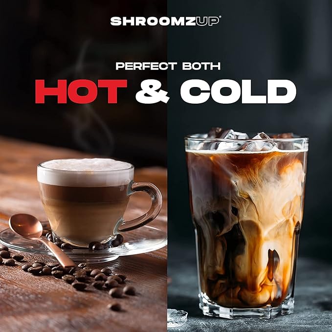 ShroomzUp Vegan Mushroom Coffee, Arabica Instant Coffee Mix With Lions Mane and Cordyceps for Travel, Better Focus, Energy, and Productivity, 15 Packets