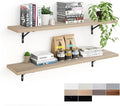 Kaboon 45 inch Long 10 inch Deep Floating Shelves for Wall Set of 2, Large Open Shelves Wall Mounted, Space Saving Home and Commercial Use,Oak/Grey Tone