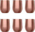DISCOUNT PROMOS Stemless Wine Glass Tumblers with Lids by Largo 11 oz. Set of 6, Bulk Pack - Perfect for Wine, Cocktails, Other Hot & Cold Beverages - Rose Gold