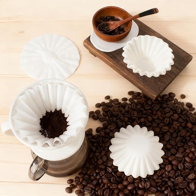 Segarty 200 Count Coffee Filter Disposable, 1-2 Cup Small Paper-made Basket Filters, 6.1in White Liners Filters for Pour Over Maker Dripper, Suitable Coffee Bar Accessories for Home, Office, Cafeteria