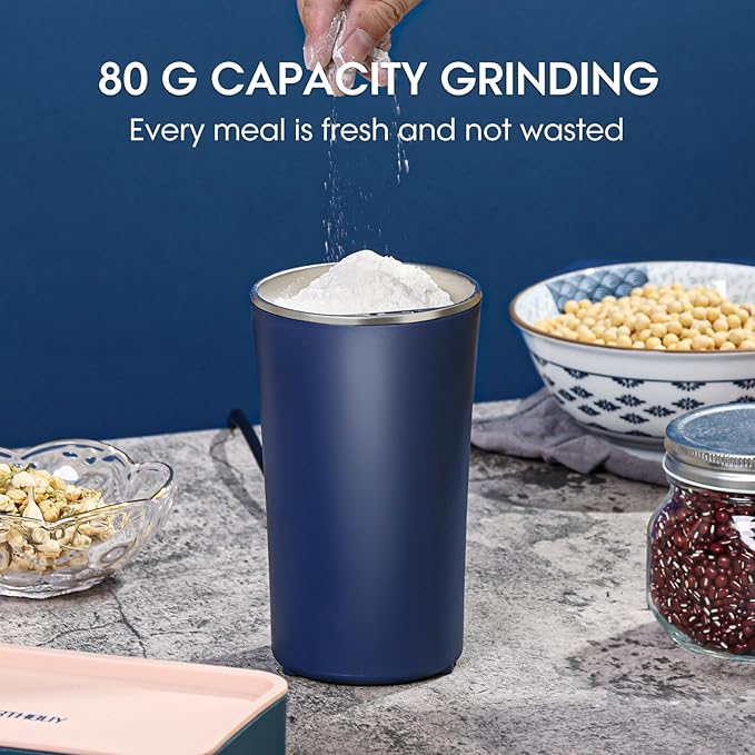 Electric Herb Grinder 200W Powerful Food Processor for Coffee Beans, Spices, Grains, Nuts - Espresso Mill With Brush, One Touch Push-Button Control, American Standard