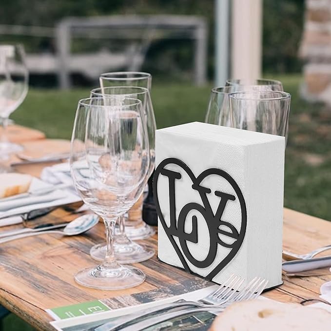 Napkin Holder for Table, Metal Napkin Holders for Kitchen Dining Farmhouse Cocktail Picnic Bar Rustic, Modern Napkins Holder for All Dining Room Decors (Letter), Christmas Decoration Gifts