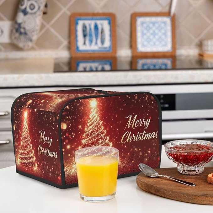 Toaster Cover 4 Slice Christmas Tree Xmas Red Kitchen Small Appliance Covers with Pockets Dust and Fingerprint Protection
