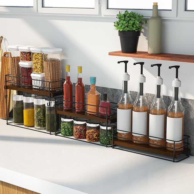 12 Bottle Coffee Syrup Organizer Rack, 3-Tier Syrup Holder Stand for Coffee Bar, Kitchen Countertop Storage Shelf for Wine, Liquor & Condiment Bottles Display