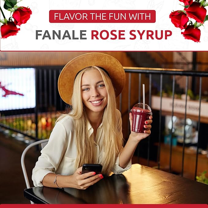 Fanale Premium Flavoring Concentrated Syrup for Bubble Tea 11 lb | Rose Flavor Syrup | for Boba Tea, Smoothies, Slushes, Desserts | 11lb | SRP140