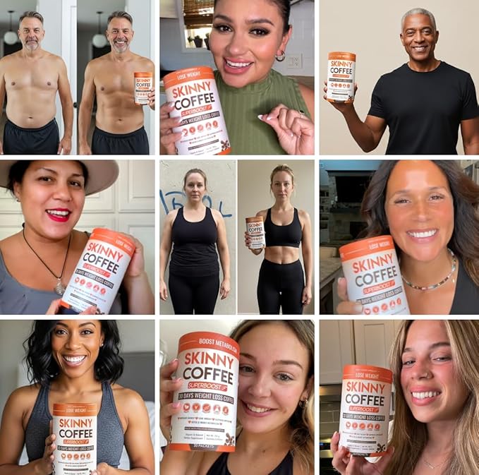 Skinny Coffee Super Boost Weight Loss Coffee, Belly Fat Burner for Women & Men, Sugar-Free Keto Vegan, Reduces Bloating, Supports Energy & Metabolism, Appetite & Cravings Control (30 Servings)