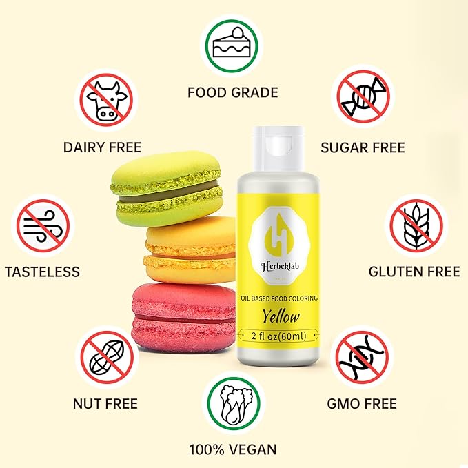 Yellow Oil Based Food Coloring – 2 fl oz Professional Grade Concentrated Oil Food Dye for Melting Chocolate, Candy Melts, Cake Pops, Strawberries & Baking