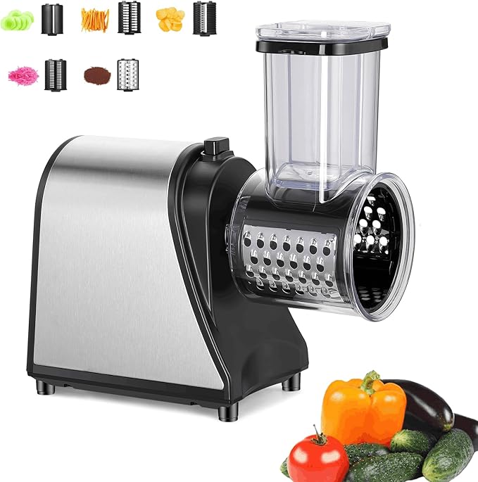250W Electric Cheese Grater, Salad Maker for Home Kitchen Use, Cheese Grater Electric for Cheeses, Fruits, and Vegetables