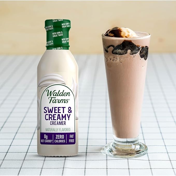 Walden Farms Sweet & Creamy Coffee Creamer – Zero Calorie, Sugar Free, Keto & Fat Free Non-Dairy Creamer for Coffee, Lattes & Iced Drinks – 12 oz Bottle
