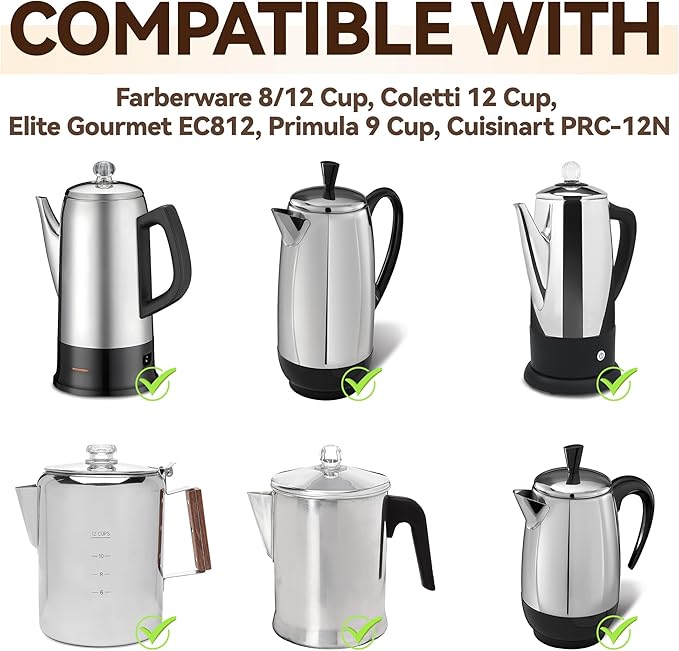 Percolator Coffee Filters Compatible with Farberware Coffee Percolator, 150 Pcs White Perforated Filter for Farberware 8/12 Cup Coletti 12 Cup Elite Gourmet EC812