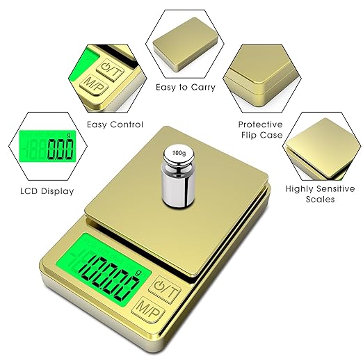 Mik-Nana Digital Pocket Scale, 500g x 0.01g High Precision Gram Scale, Portable ewelry Scale with Protective Cover, Backlit LCD, 7 Units Tare, for Food, Kitchen, Coffee, Battery Included