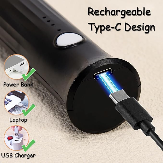 Milk Frother Handheld Rechargeable USB C, 3-in-1 Coffee Frother Wand Drink Mixer Electric Whisk Stirrer with 3 Detachable Stainless Steel Heads, 3 Speed Powder Mixer Foam Maker for Xmas Gift, Black