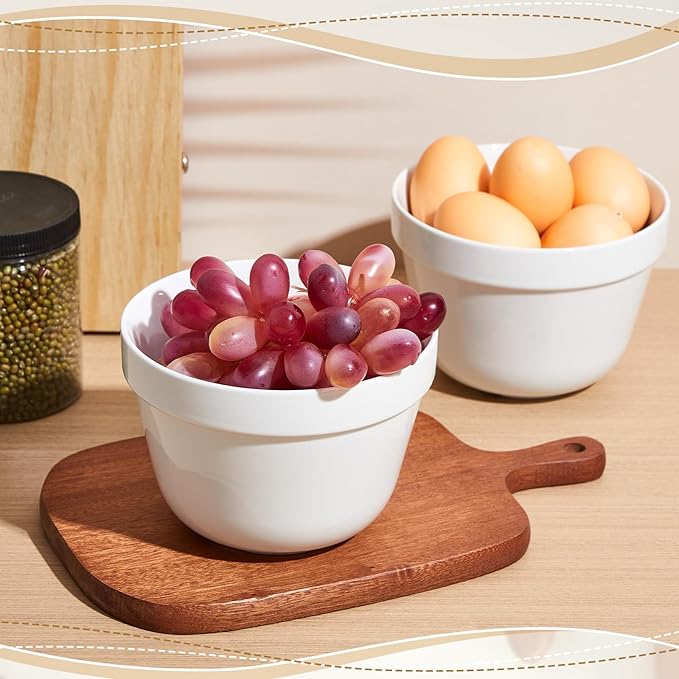2 Pieces Ceramic 0.65 Qt Pudding Basins White 5.5 Inch Christmas Pudding Mold Bowls for Steaming Ovenproof Durable and Sturdy Porcelain Steamed Plum Puddings Bowl Basin, Easy to Clean