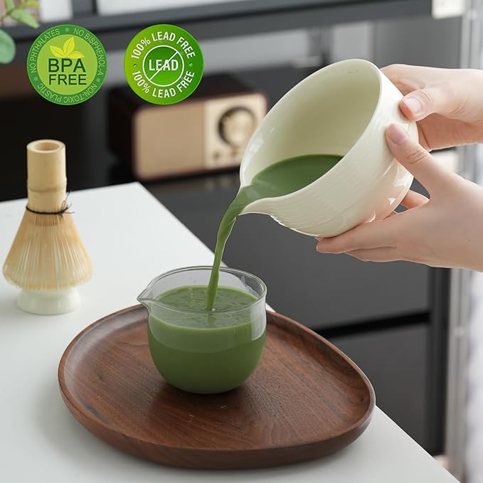 Clay&Fire Matcha Whisk Set, Ceramic Matcha Set, Matcha Bowl with Spout and Whisk,9 pcs Matcha Tea Kit for Matcha Lovers, Ideal Gift Christmas, Birthday（Beige）