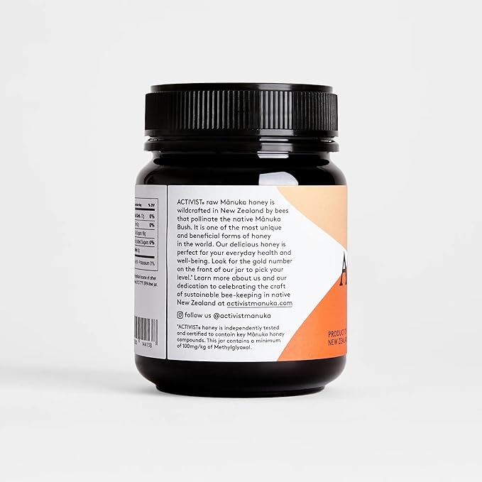 ACTIVIST Raw Manuka Honey 100+MGO | Product of New Zealand | Certified Non-GMO | BPA-Free Jar (12 oz| 340 g)