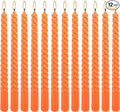 12 Pack 10 Inch Spiral Taper Candle Set, Unscented Dripless Candlesticks for Dinner,Party Brithday Wedding,Halloween and Home Decoration（Orange ）