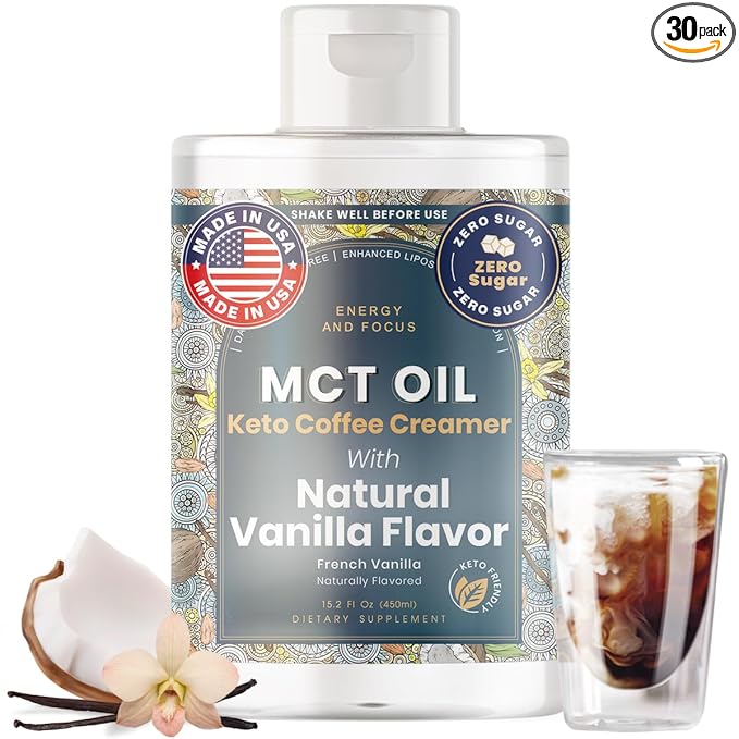 MCT Oil Blend – Vanilla | Keto-Friendly Liquid for Energy & Focus | Dairy-Free, Sugar-Free, Gluten-Free, Vegan | 30 Servings