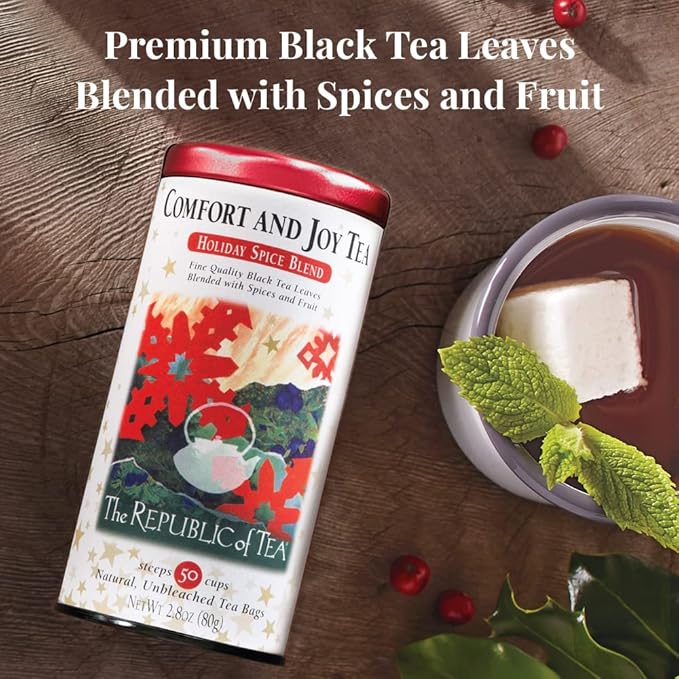 The Republic of Tea – Comfort and Joy Tea, Holiday Spice Blend, 250 Tea Bags, Naturally Caffeinated