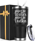 Lifecapido Vodka Gifts, Might Be Water Might Be Vodka 30oz Insulated Tumbler, Wine Gifts, Christmas Birthday Gift for Men Vodka Lovers, Black