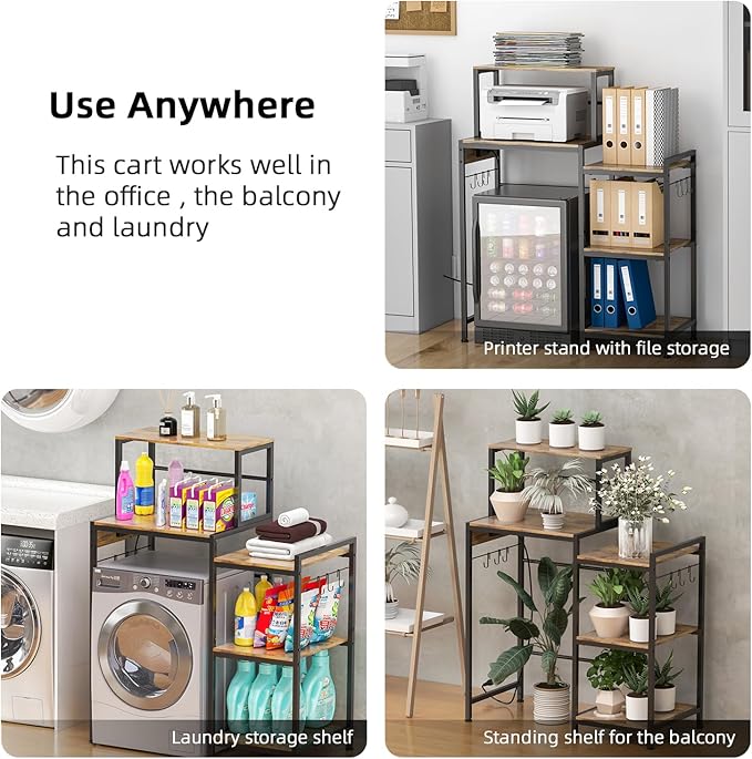 Mini Fridge Cabinet with Storage Shelves, Microwave Stand with 2 AC/2 USB Outlets, Coffee Bar Cabinet with Mini Fridge Space, Utility Storage Shelf for Home Kitchen Dorm Office