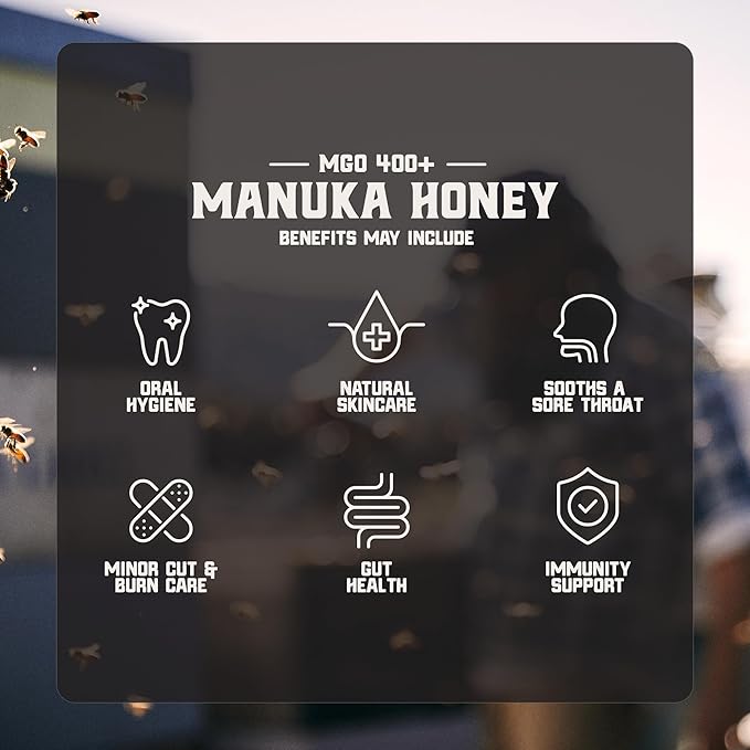 Gold Fern Honey - Raw New Zealand Manuka Honey Medical Grade | 8.8oz Monofloral MGO 400+ | Pure, Natural, Unpasteurized, Unfiltered Superfood, Traceable from Hive to Hand.