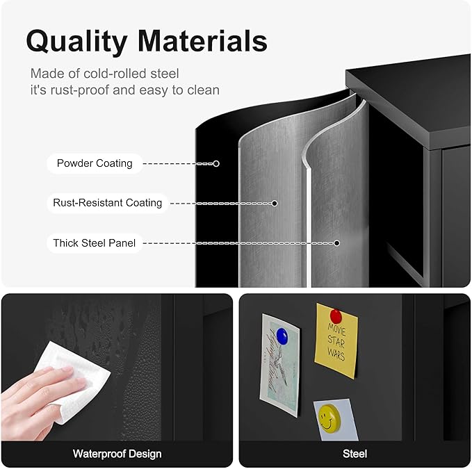 Metal Storage Cabinet,72H Display Cabinets with Adjustable Shelves and 2 Mesh Door,Pantry Organizers and Storage, Black Storage Cabinet for Home,Office,Garage,Bathroom