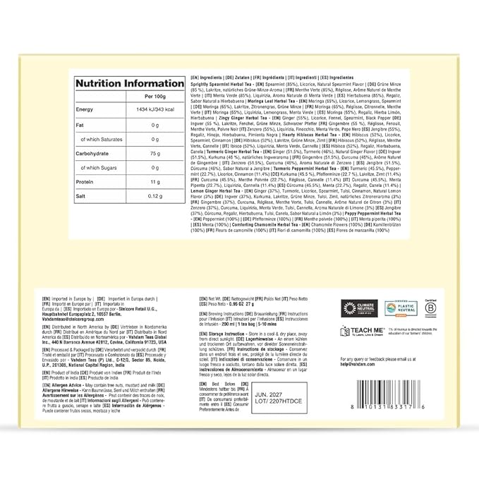 VAHDAM, Assorted Herbal Tea Gift Set (18 Tea Bags, 9 Flavors) Caffeine-Free, Non-GMO | Double Infusion, Individually Enveloped Tea Bags | Herbal Tea variety Pack | Christmas Tea Gifts for Women & Men