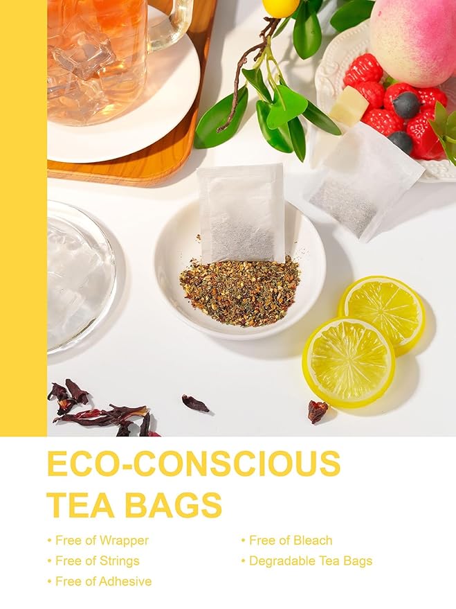 TeeLux Mango Peach Iced Tea, Rosehips Tea with Hibiscus & Chamomile & Lemon Balm, Refreshing Tart & Sweet Taste, Caffeine Free, 100 Count