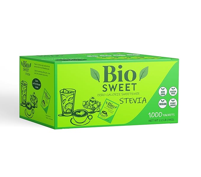 BioSweet Zero Bitterness Stevia Packets | Zero Calorie Sweetener | Non GMO, Natural, Gluten Free, Vegan | Nothing Artificial (1,000 Packets)