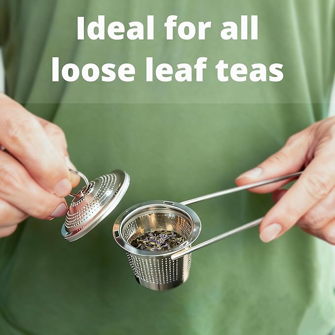 2 Pcs Easy Scoop Tea Infuser with Handle for Loose Leaf Tea, 304 Stainless Steel Tea Strainer Spoon Tea Steeper for Cup and Mug