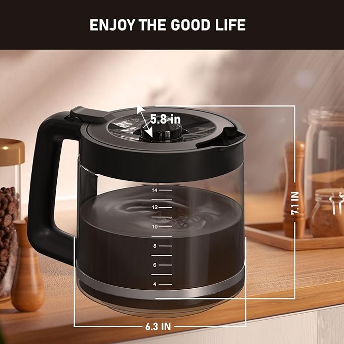 14-Cup Coffee Pot Replacement Carafe Compatible with Mr. Coffee 14-Cup Programmable Coffee Maker, Model #: BVMC-PC14-CARAFE. 1 Pack