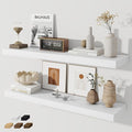 Fun Memories 36 Inch Floating Shelves, Wall Shelves Set of 2 for Bathroom/Living Room/Bedroom/Kitchen, White Floating Shelf for Wall Decor with Invisible Brackets