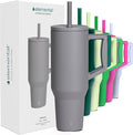 Elemental 40 oz Tumbler with Handle and Straw - Spill Proof Insulated Stainless Steel Commuter for Hot and Cold Beverages - Travel Coffee Mug with 2 Straws & Spill Proof Lid - 40oz - Graphite