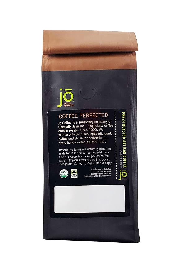 COLD BREW JO DECAF: 2 lb. Whole Bean USDA Organic Decaf Coffee, Dark French Roast, Swiss Water Process, Soft Velvety Texture, Low Acidity, Fair Trade Certified, Gluten Free, Non-GMO, Chemical Free